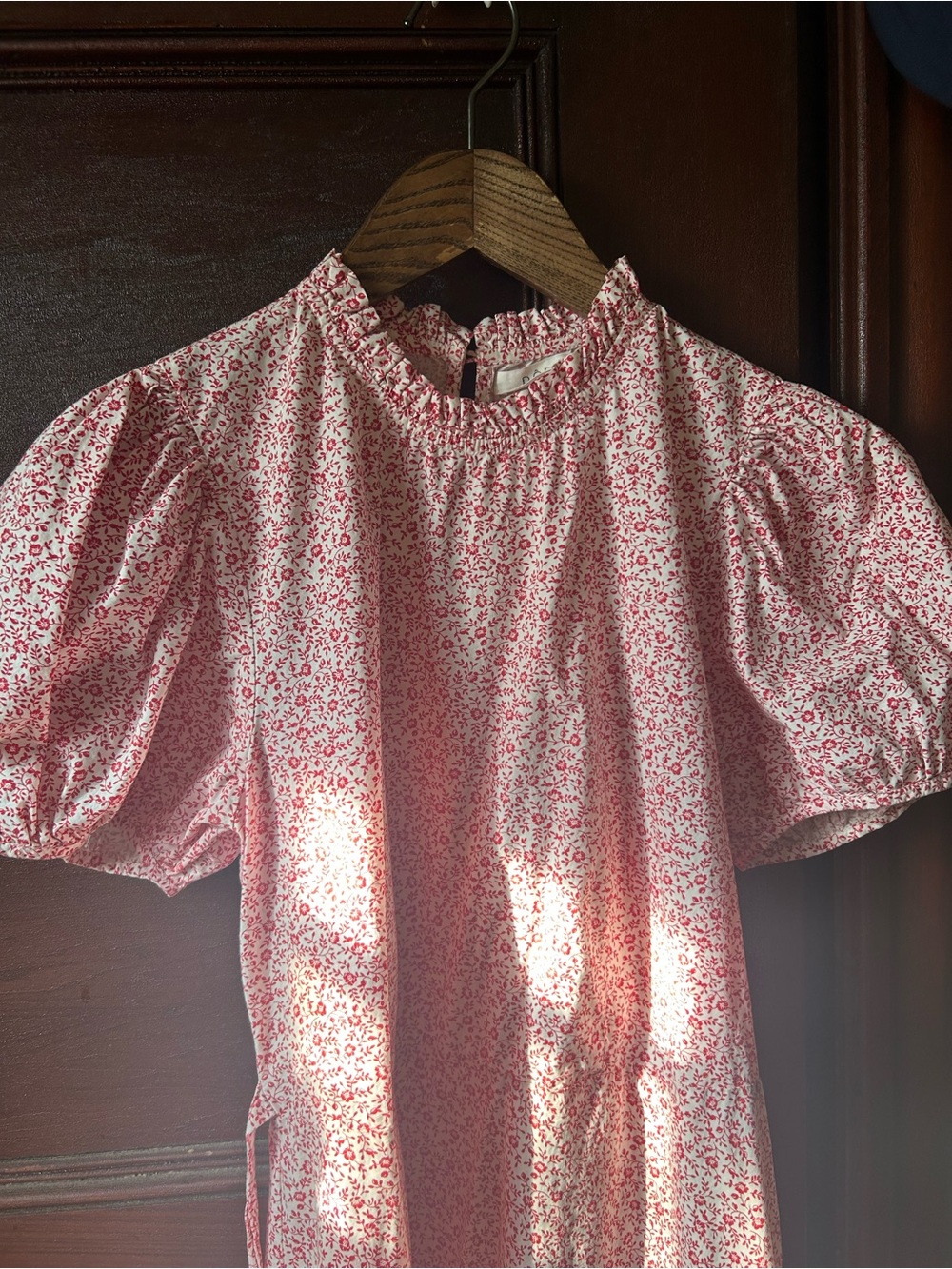 Doen Dia Puff Sleeve Midi Dress in Red Cottage Ivy Floral Size Small Cottagecore - Picture 9 of 15